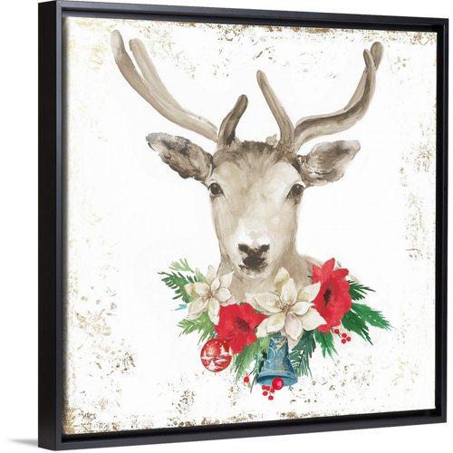 The Holiday Aisle® Christmas Deer Painting Print on Canvas Wayfair